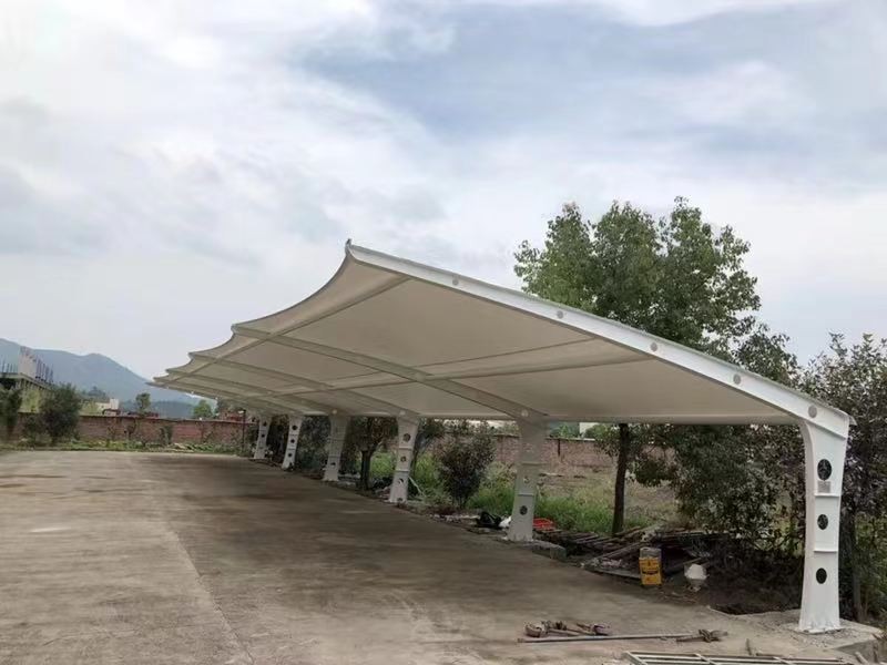 黄浦区小区改造停车棚工程,膜结构非机动车棚定制厂家-2